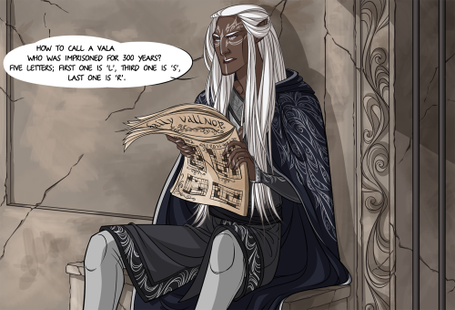 hatteeho:Namo’s bored, and Melkor’s not very good in crosswords