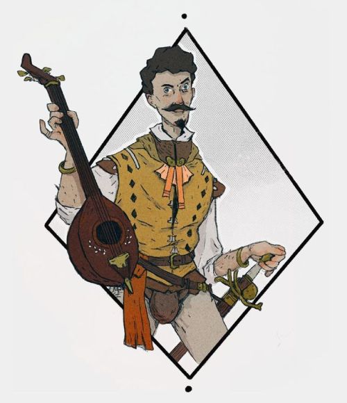 Elvis Labouche - bard extraordinaire, ladies man, lute master, and owner of a bright orange neck tie