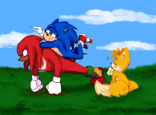 gurenmonster: team bonding to prove knuckles is one million percent muscle(click/tap for better qual