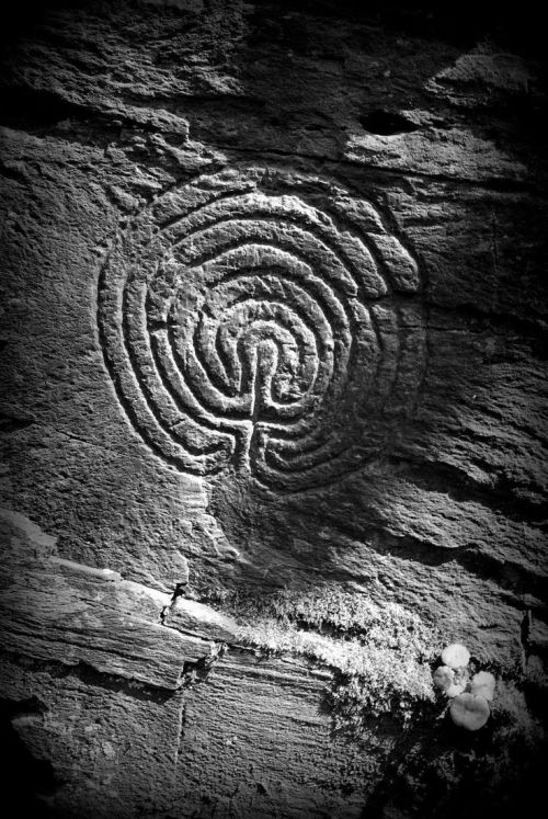 itcannothold:hildegard von bingen’s depiction of the holy spirit / labyrinth rock carving, nor