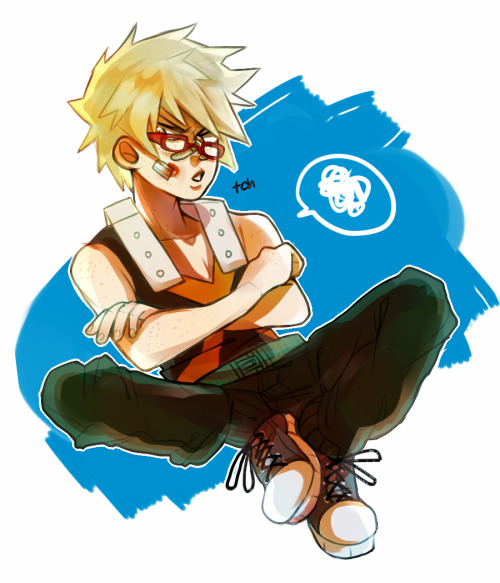 spitsplash:  MMore things, feat kacchan w/ glasses and casual tsuyu 