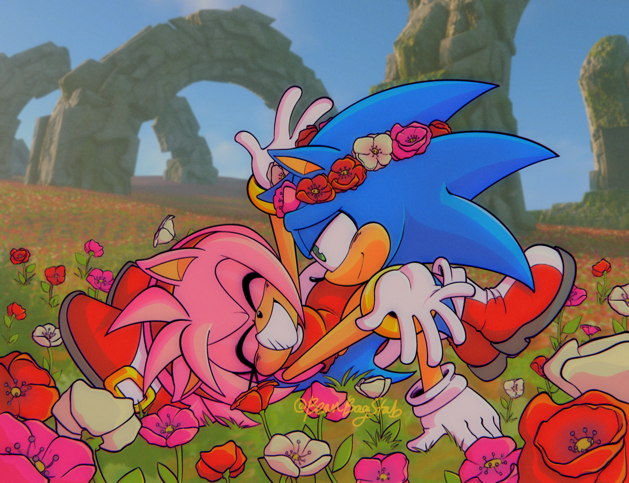 sonic the hedgehog and amy rose (sonic) drawn by steffybs