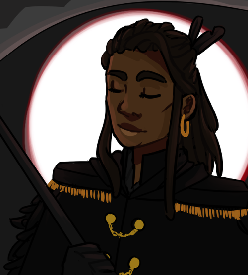 eidolongay:my boy!.png [image description: a drawing of Kravitz from the shoulders up in front of a 