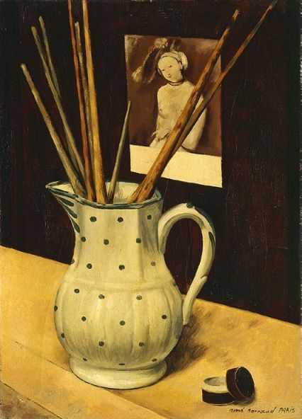 Aimé Barraud (Swiss, 1902 - 1954)Brushes in a pot