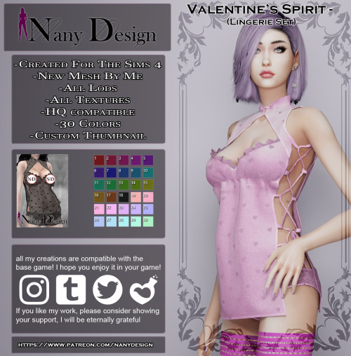 nany-design: Valentine’s SpiritBase Game Compatible*For Females T / A / YA*Outfit Type:01-Top 