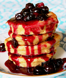 accept-the-wolf-in-me:  quietcharms:delicious-food-porn:Mile-High Caramelized Banana Pancakes with Blueberry Sauceyum!Now why did you have to go and do that @quietcharms?  cuz i’m awesome :p
