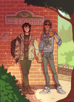 hisboywriter: prospails:  They’re on an Earth date  Ahh i love the shade and their outfits. Perfect Lance 