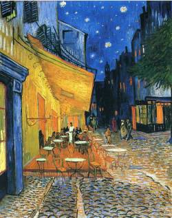artist-vangogh:  Cafe Terrace, Place du Forum, Arles, Vincent van GoghMedium: oil,canvas