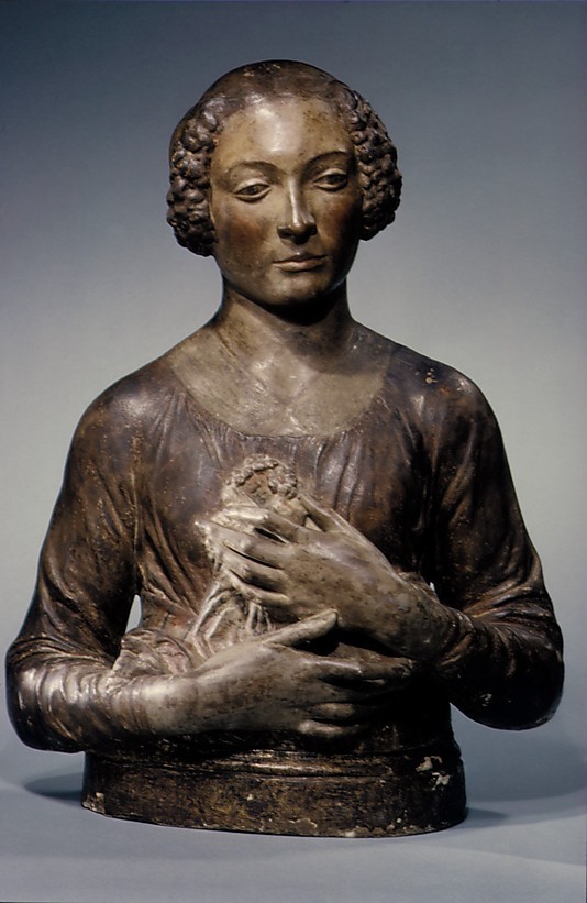 hismarmorealcalm:
“ Lady holding a bunch of flowers to her breast After a composition by Andrea del Verrocchio (1435–1488) Probably late 15th century Florence Plaster and stucco, polychromed and gilt
”