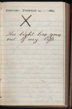 nouf-abdull:  “The light has gone out of my life.”  Theodore Roosevelt’s diary the day his wife and mother died on Valentine’s Day (1884).