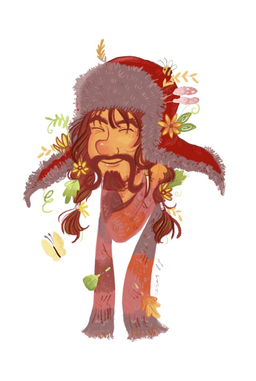 geetimesthree:Bofur in the Shire. I like to imagine fauntlings put all those leaves there and he jus