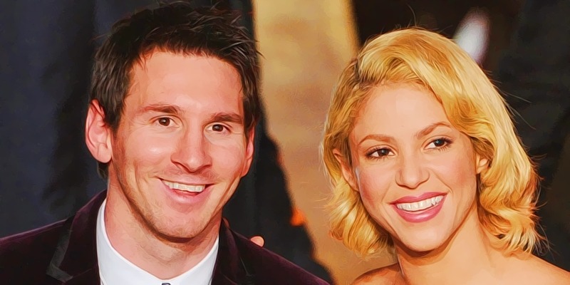 cuccittini:  Lionel Messi is congratulated by  Shakira after receiving for the third