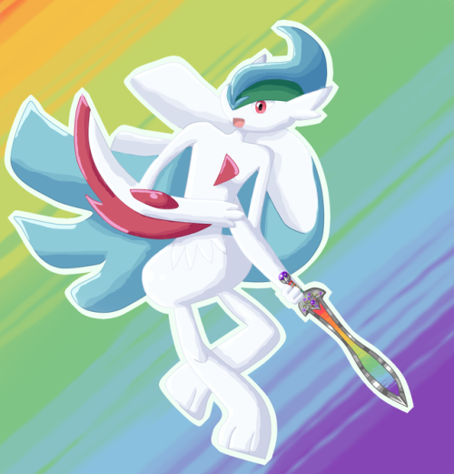 Gladius Gay@foxflightstudios made this gladius design, and held by Mega Gallade, cause he reminds me