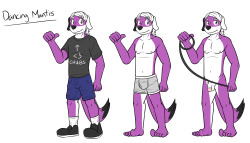 Reference pic for Dancing Mantis, of his oc.  He likes chubs and putting them in collars and leashes it seems.