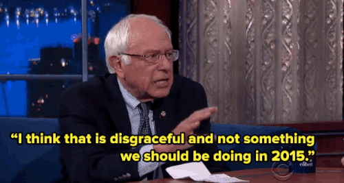 micdotcom:  Watch: Colbert  says not having a Super PAC is like bringing “a spoon to a knife fight’ — but Sanders isn’t shaken.  
