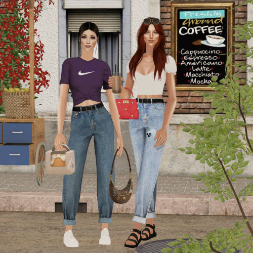 nikaonishko:Roll-Up Jeans AF to TS2! Original meshes&amp;textures by @gorillax3-cc​ and y