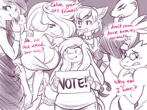 A quick sketch I made for my Patrons to remind them to vote on January’s pin-up subject!For my patro