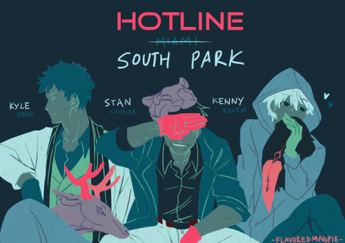 flavoredmagpie: Hotline Miami SouthPark ver. where the boys go around in animal masks doing vigilant