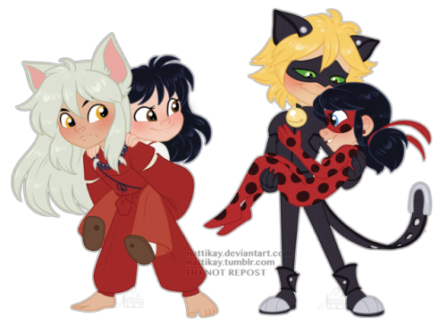 nattikay:precious kemono bois w/ magic jewelry carry their beautiful dark-haired power gurls, whom t