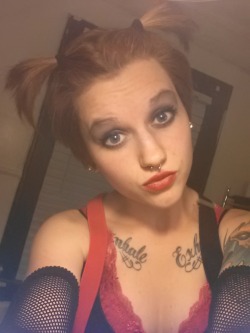 lolacordelia:  Ok guys im doing a dry run of this costume. Im harley quinn. Yes or no to the baby pigtails? 