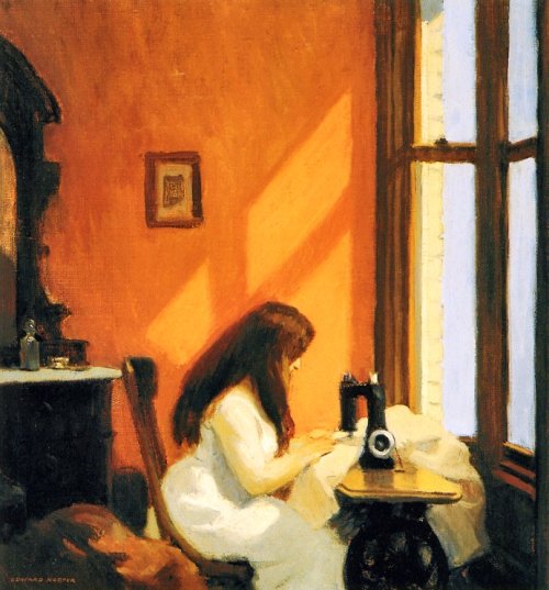 artist-hopper:Girl at a Sewing Machine, 1921, Edward HopperMedium: oil,canvas