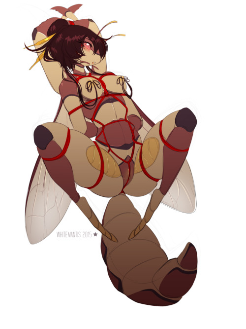 whitemantis: whitemantis:Bug bondage with Ajisai, the mantidfly girl. :3I missed drawing this so muc