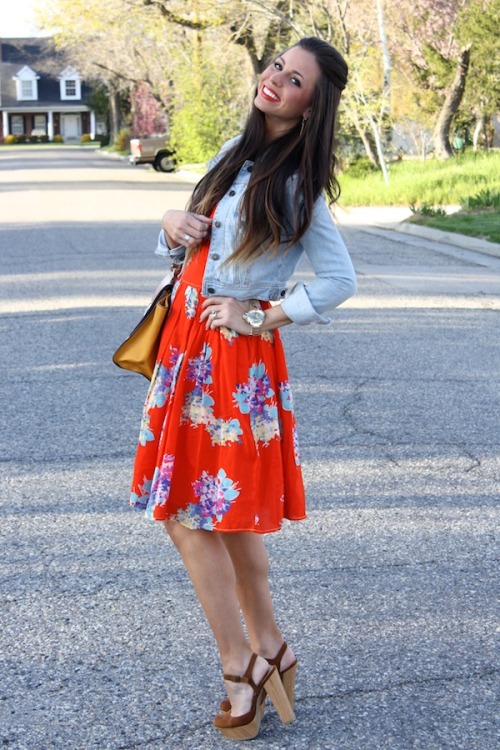 justfabonline: A cute country look with chunky heels. via Cleverly Yours