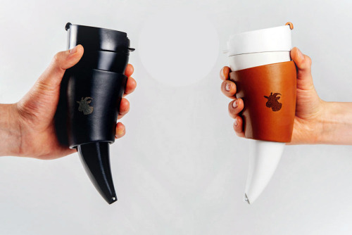 lushabdullah:  sdoom33:  shaheenov7:  Drink Every Last Drop with This Goat Horn  Mug!  Drink every last drop of your coffee in style with the “Goat Mug” by designer Anze Miklavec. BPA-free and fully sustainable, the mug’s shape was inspired by the