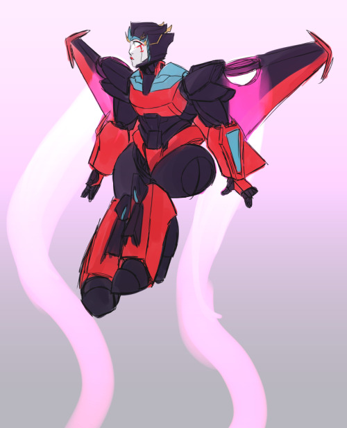 72stars: tired and lost in allergy fog doodles Windblade (id: a drawing of Windblade flying, with st