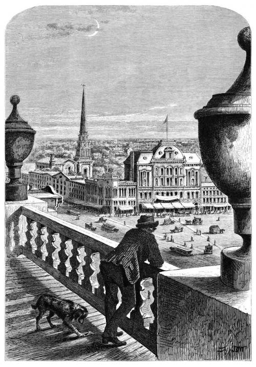 Glance at Detroit from the city hall.  Wood engraving by John Douglas Woodward for Picturesque Ameri