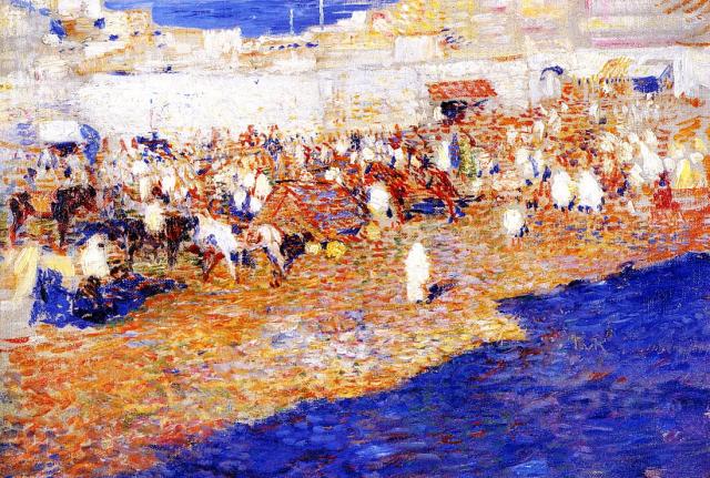 Maroccan Market, 1887, Théo van RysselbergheMedium: oil,canvas #rysselberghe#theovanrysselberghe#pointillism#belgianart