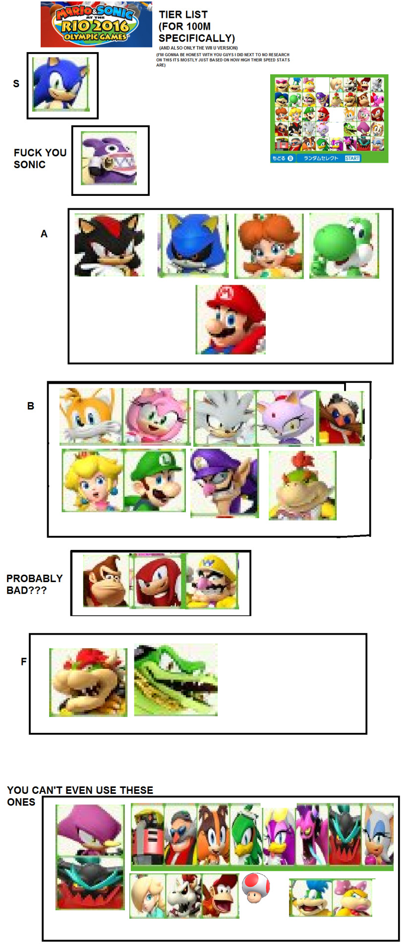 mario and sonic characters names