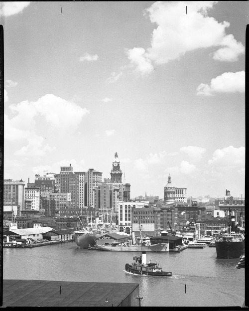 (top) Baltimore harbor from Federal Hill, 1850.(top middle) Baltimore harbor from Federal Hill (faci