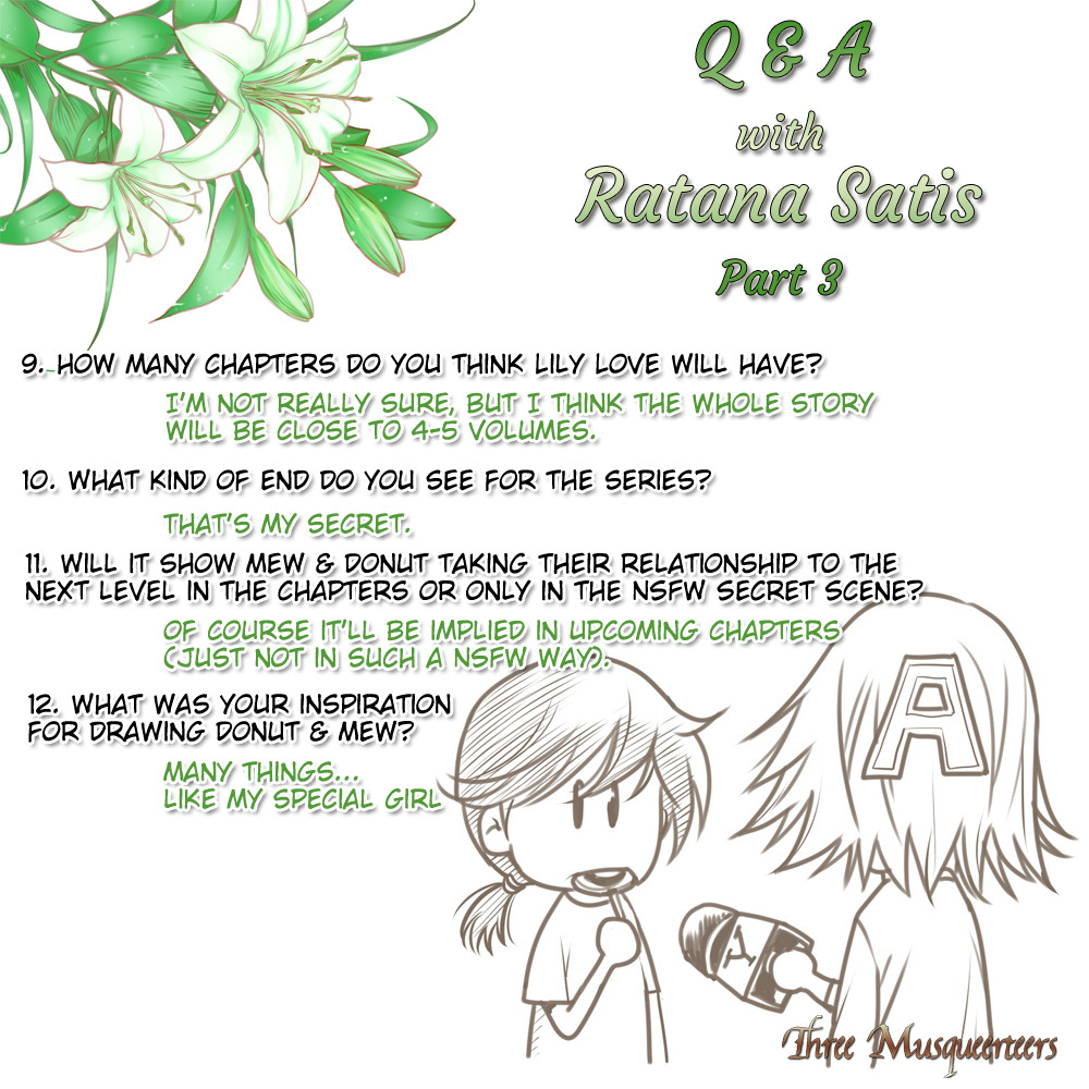 We reached 2500 followers so as a reward part 3 from Q&amp;A with Ratana :)Previous:Part