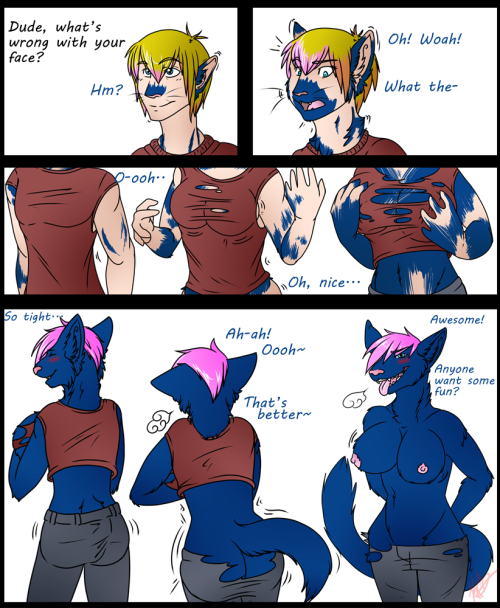 meadows-furry-field:A little transformation comic I found :3 yummy <3 Why can’t this happen to 