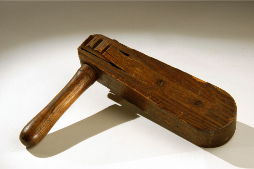 Civil War wooden &ldquo;battle rattle,&rdquo; used on smaller ships to muster all hands. Cir