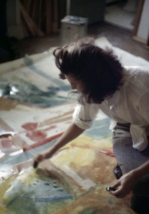 nobrashfestivity:    Burt Glinn Painter Helen Frankenthaler works on an abstract expressionist painting in her studio. New York City. USA. 1957. © Burt Glinn | Magnum Photos  