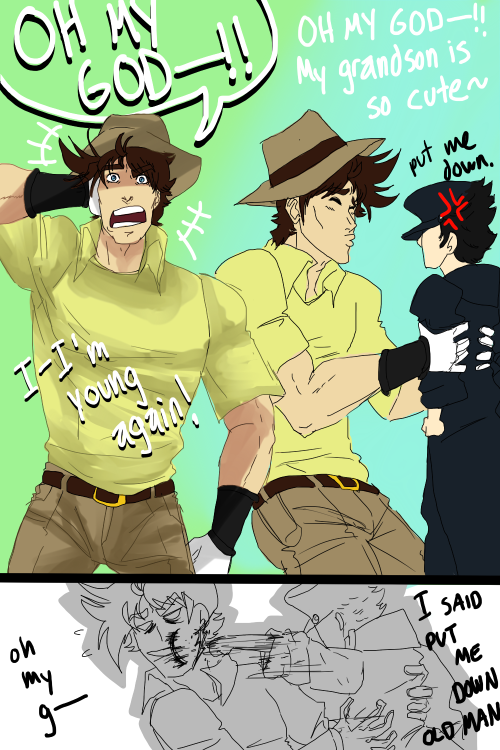 nailbats:  RIPS SHIRT I AM VERY MAD AT ARAKI FOR NOT DRAWING YOUNG JOSEPH DURING ALESSI-SETHAN BATTLE IMAGINE THE POSSIBILITIES THAT COULD HAVE HAPPENED (done for jojo_60min over at twitter)  Man you draw a cute fucking Joseph, buddy
