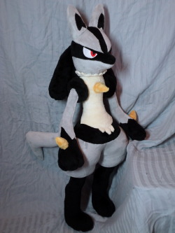 makeshiftwings30:  silver lucario plush!i just moved into a new home with my boyfriend, so i was looking for a project to work on in the downtime (which there hasn’t been much of!) i decided to make this lucario, which i agreed to back before my other