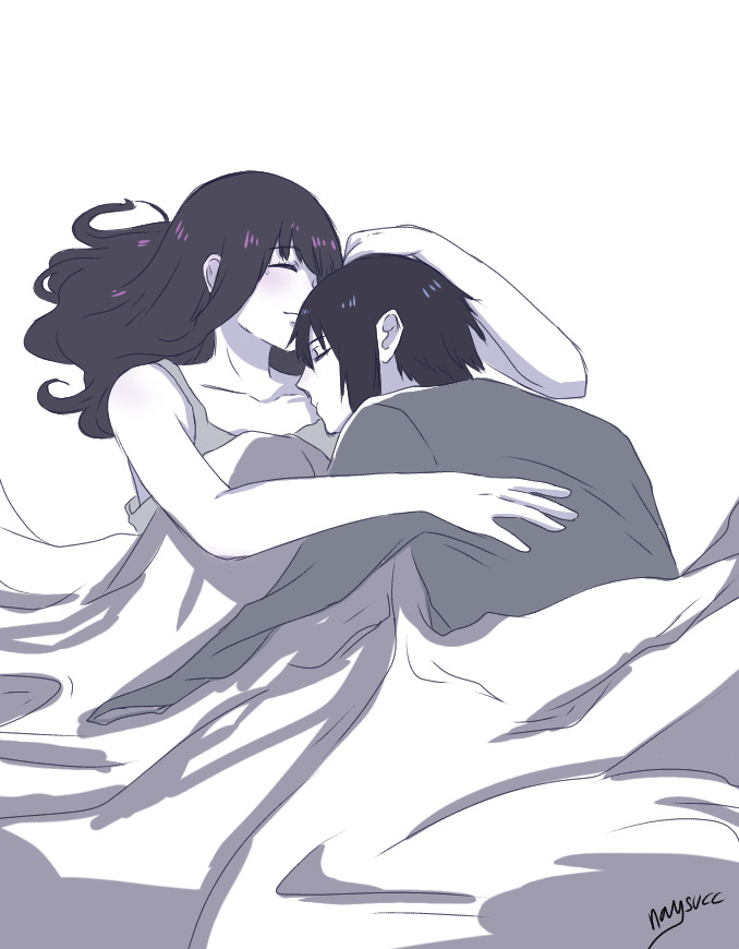 💙 | SasuHina | 💜 on Tumblr: I've been very lazy with art lately. I  headcanon that whenever Sasuke has flashbacks, he would cuddle with Hinata  til he falls...
