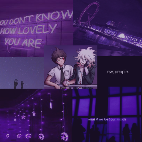 Komahina Moodboard/aesthetic in purple, made because,, well you kno im gay- Mod Junko♥︎ (Hajime Shif