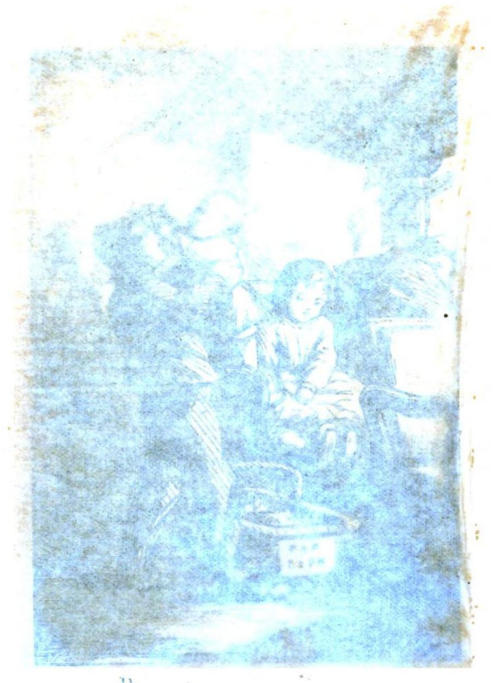 Illustration photographed through tissue.The frontispiece to Dotty Dimple Out West by Sophie May (18