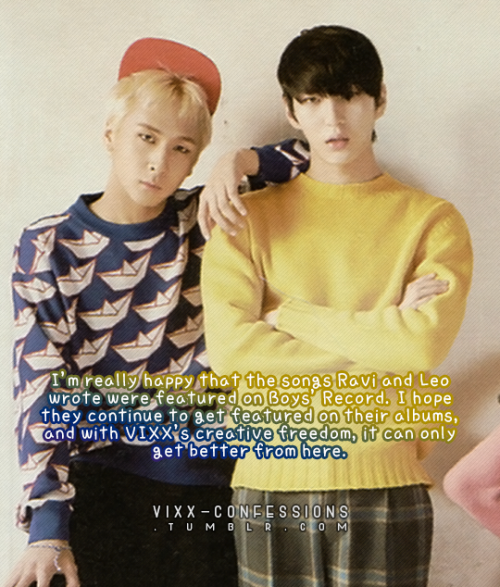 I’m really happy that the songs Ravi and Leo wrote were featured on Boys’ Record. I hope