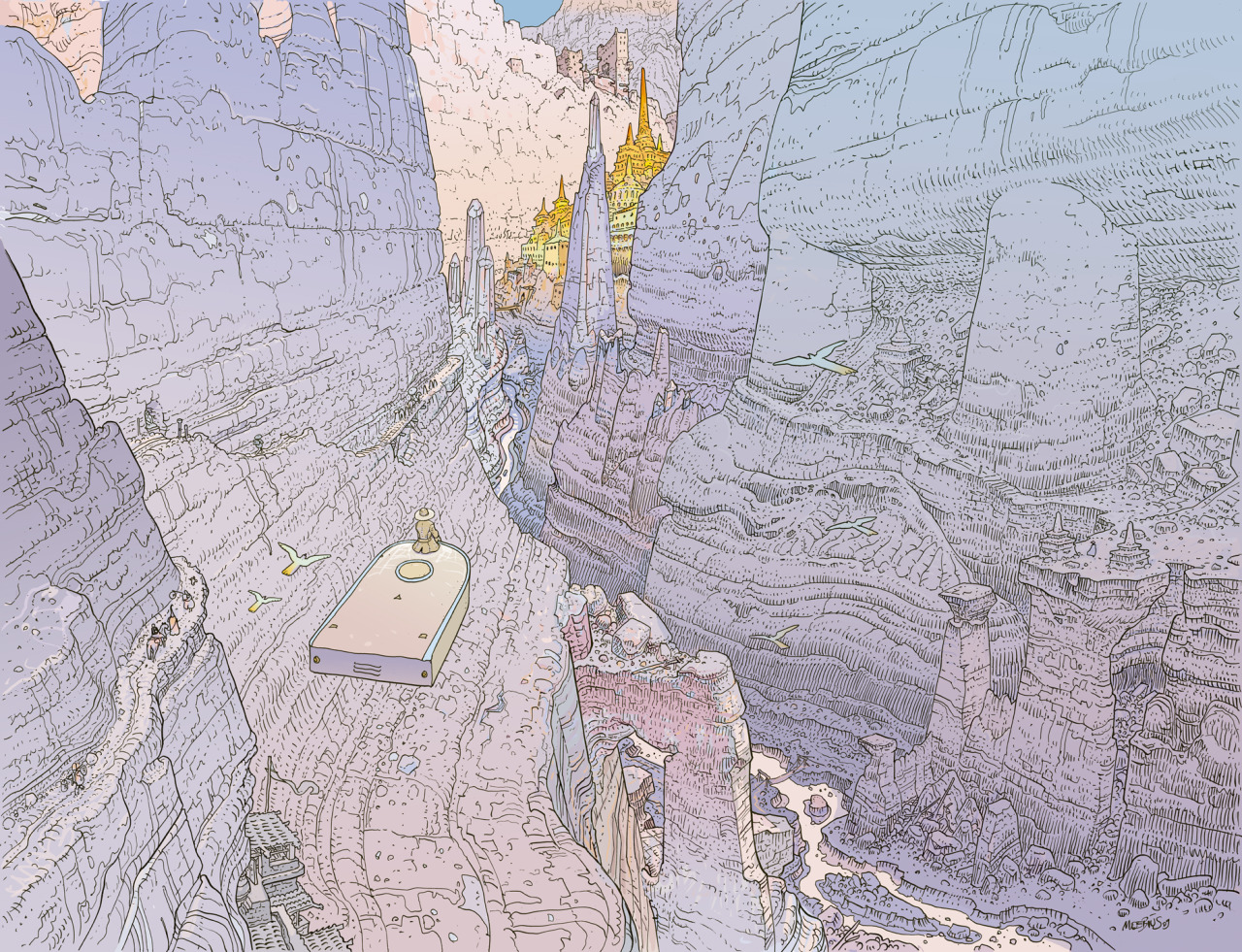 COMPARISON - my work and Jean Giraud (MOEBIUS)my work on the left, Moebius on the