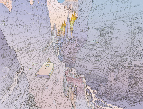 COMPARISON - my work and Jean Giraud (MOEBIUS)my work on the left, Moebius on the rightone of my biggest influences, even though I discovered him after all the above work was created
