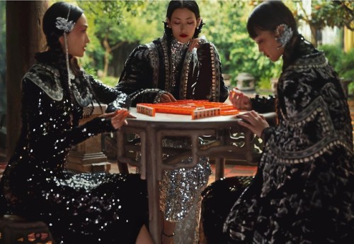 Ai Tominaga, Lina Zhang, and Bomi Youn photographed for Harper’s Bazaar China September 2019