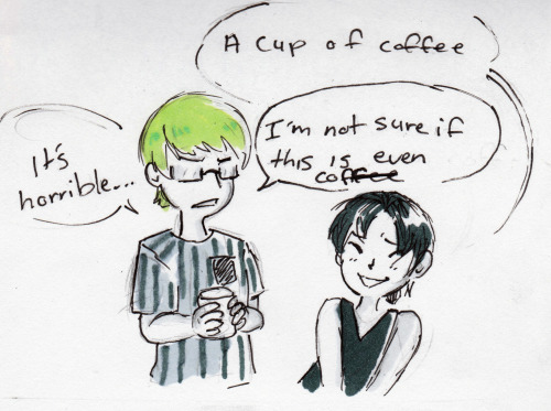 aurenwolfgang:inktober day 9 lateness - Hot coffee  From @incorrectknb quotes post (here)  