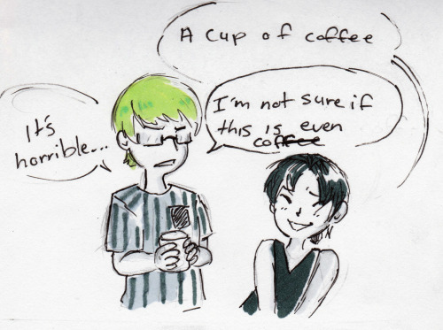 aurenwolfgang:  inktober day 9 lateness - Hot coffee  From @incorrectknb quotes post (here)&nbs