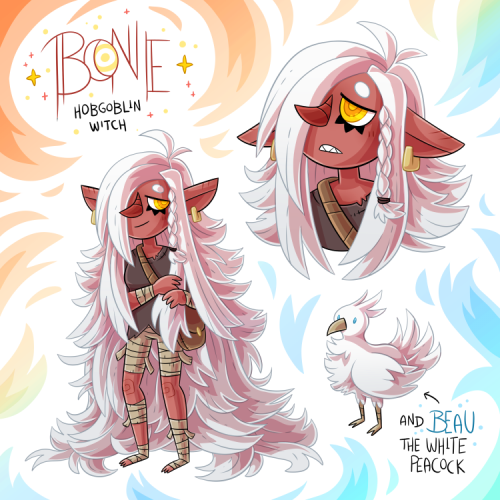 zetrystan: Bone, a little hobgoblin witch and her familiar, Beau.She’s a White-Haired Witch, and can