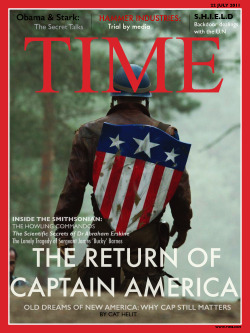 okayophelia:  BEFORE &amp; AFTER CAPTAIN AMERICA, for cat  Captain America: The First Avenger vs Captain America: The Winter Soldier, as seen through Time Magazine Covers. [inspired by] 